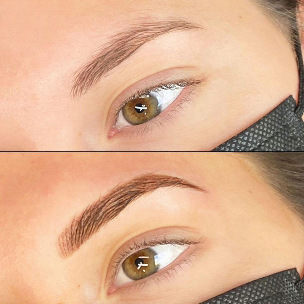 Permanent brow tattoo result at Rebel Aesthetics in New Jersey.