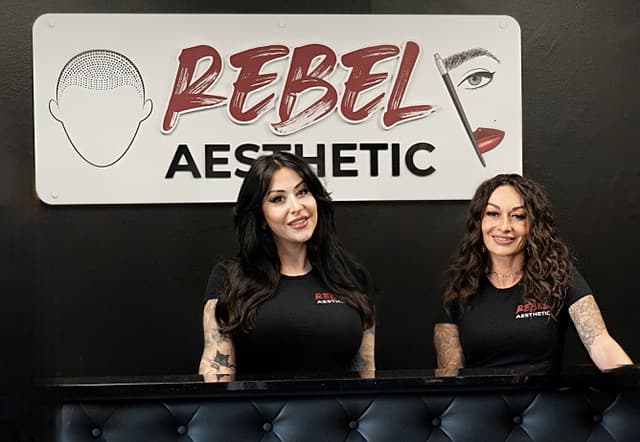 Tara Rebel and Ashley Fonte at the Rebel Aesthetic reception desk